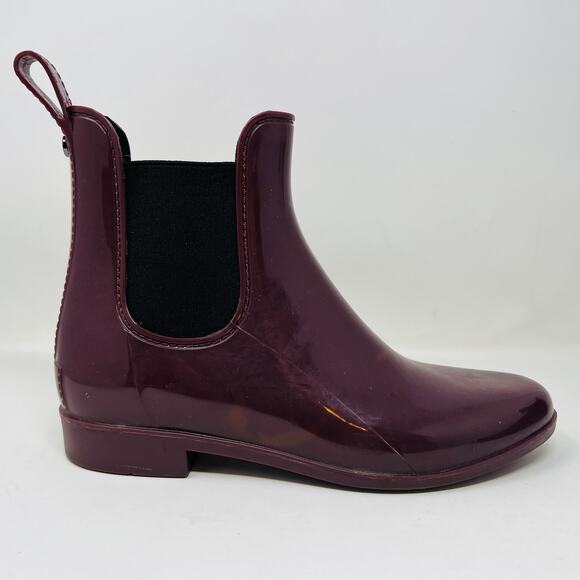Sam Edelman Rubber Rain Boot Stretch Panel Side Eggplant - 9 - Picture 2 of 9